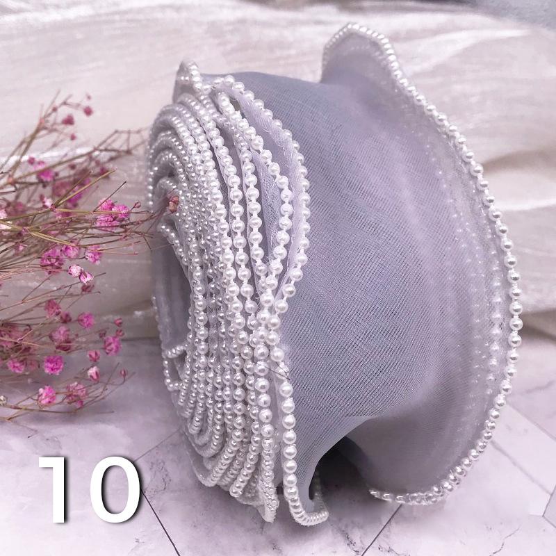 10 Yards Pearl Beads Wavy Edge Tulle Mesh Ribbon Trim DIY Clothing Dress Crafts Lace Fabric For Party Wedding Background Decor