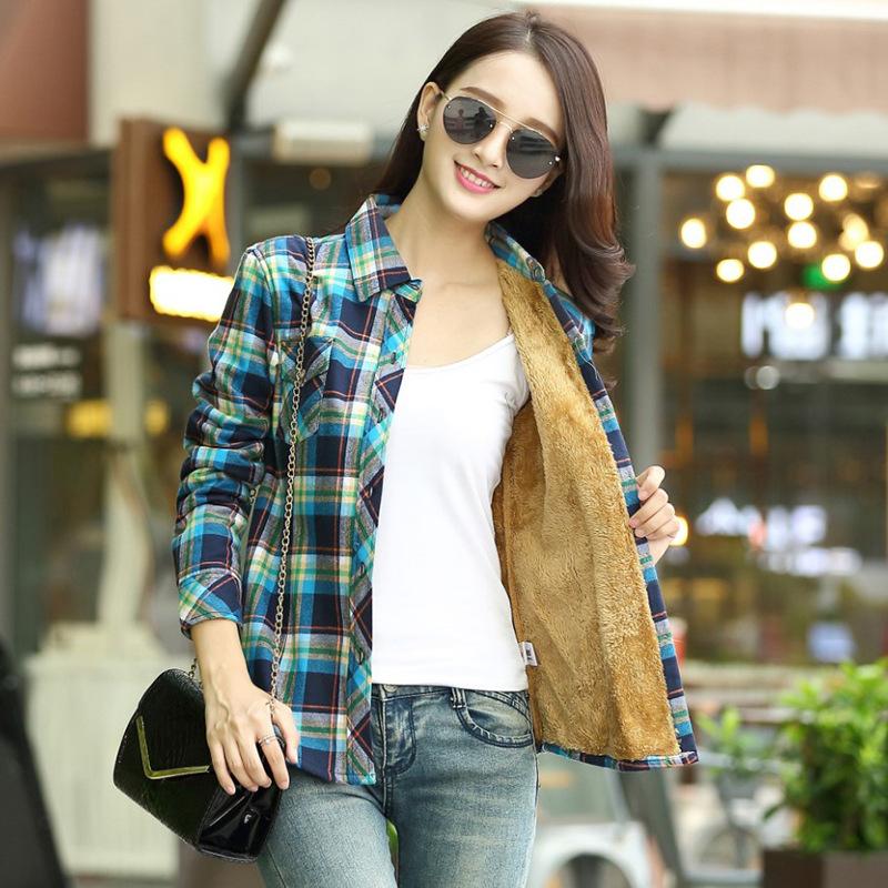 Зимняя теплая женская бархатная толстая куртка в клетку, стильная рубашка, пальто, повседневная верхняя одежда