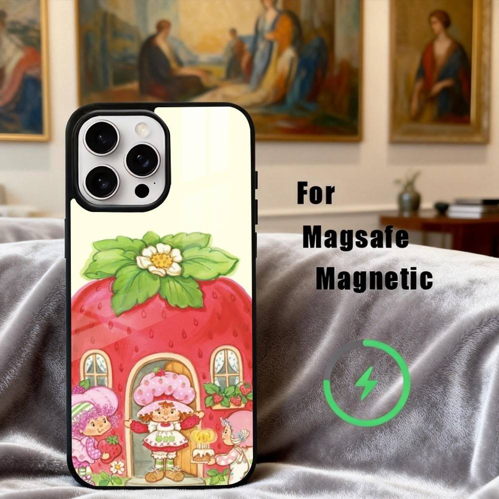 S-StrawberryS Винтажный S-Shortcake Чехол для телефона для iPhone17,16,15,14,13,12,11 Plus,Pro Max Магнитный для Magsafe Беспроводная зарядка
