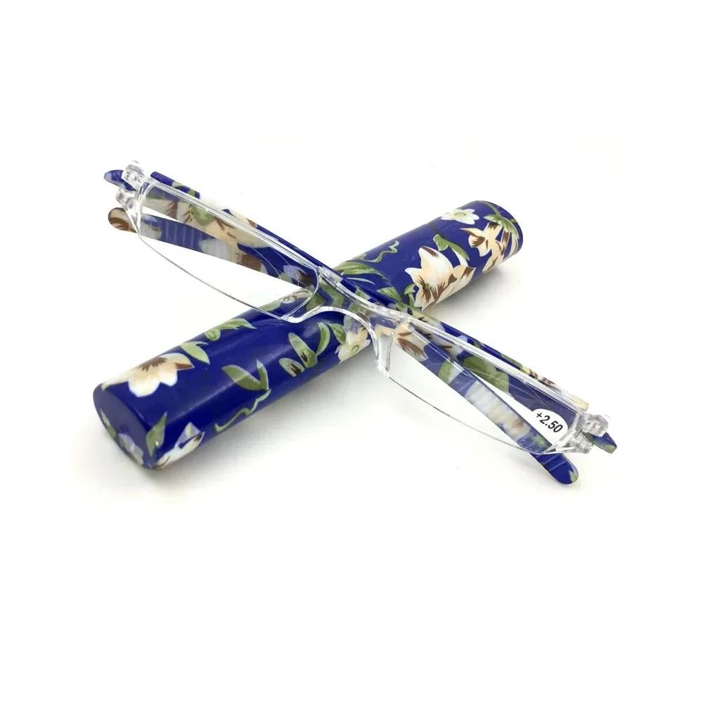 Mini Folding Reading Glasses Women Men Computer Glasses +1.0 To 4.0 Alloy Portable Container Presbyopia Pen Glasses With Box