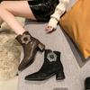 Fashion Women's Ankle Boots Pointed Toe Wear Resistant 2024 New Autumn Winter Boots for Ladies Non-Slip Outdoors Solid Color Women Boots
