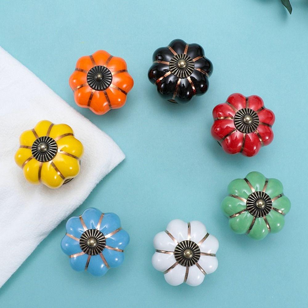 Colorful Furniture Single Hole With Screws Pumpkin Door Knob Drawer Pull Drawer Knob Door Handle