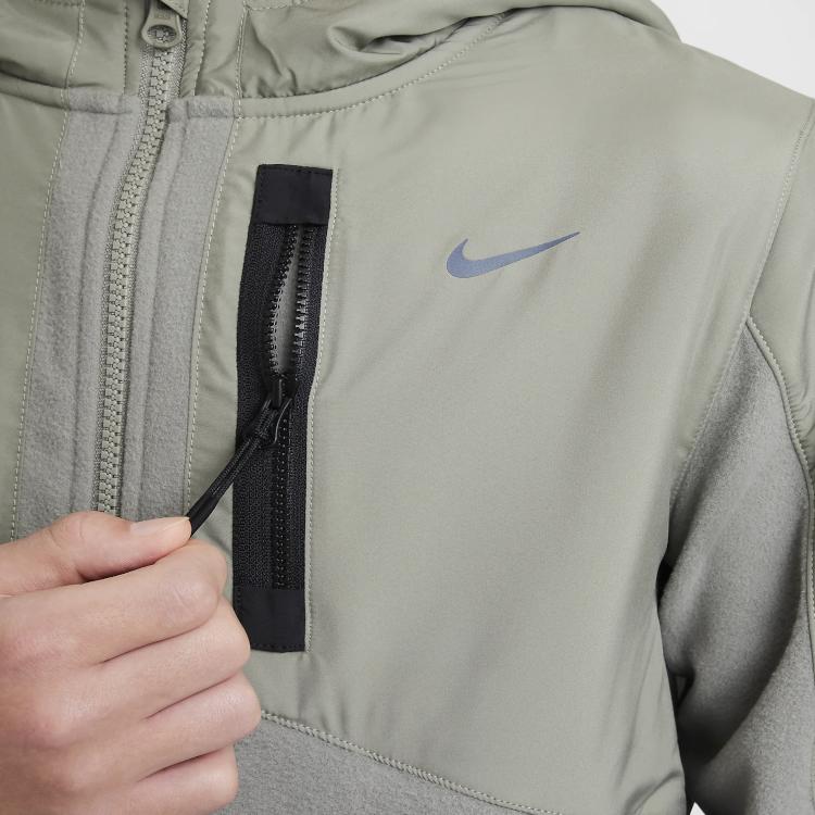 Nike Спортивная куртка City Utility Easyon с принтом логотипа, с капюшоном, длинным рукавом, на молнии, детская куртка, темно-грязно-серая HF4208053