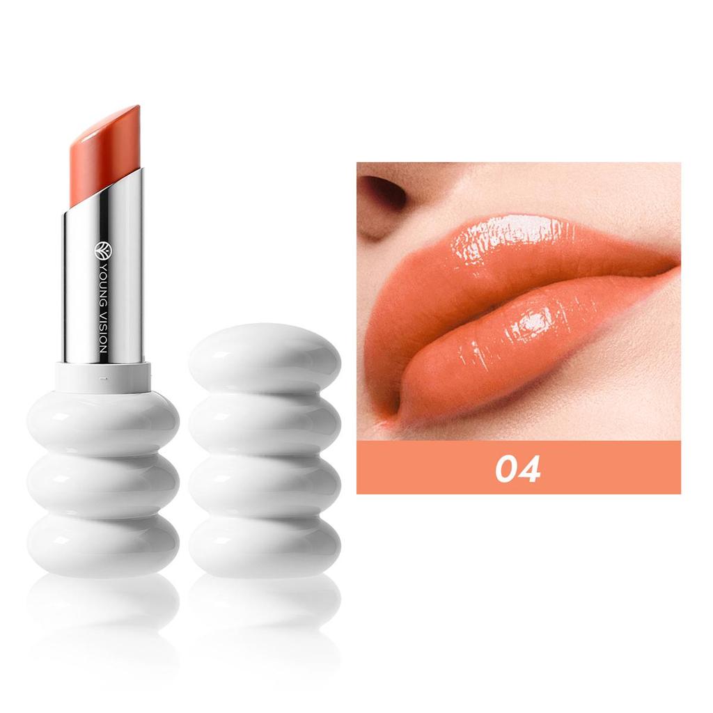 Lipstick, White Threaded Tube, Stylish and Simple, Natural Finish, Delicate Glitter, Silky and Lightweight Texture,6 Colors