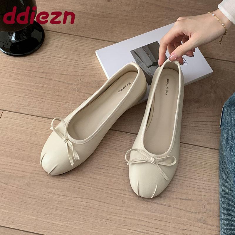 Fashion Luxury Fashion Round Toe Women Flats Slip On Shoes Soft Female Butterfly-Knot Footwear Shallow Ladies Flats With Shoes