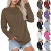 Women's Fashion Long Sleeve Solid Color Round Neck Casual Sweatshirt Top