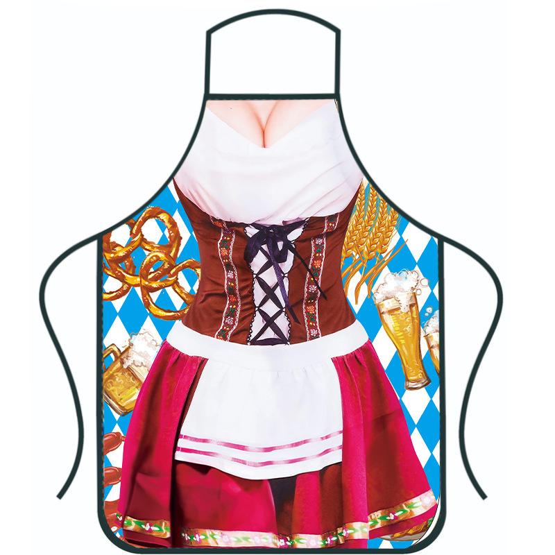 Munich Beer Festival Decorative Apron - German Beer Festival Wacky Character Cosplay Apron with Waterproof Workwear