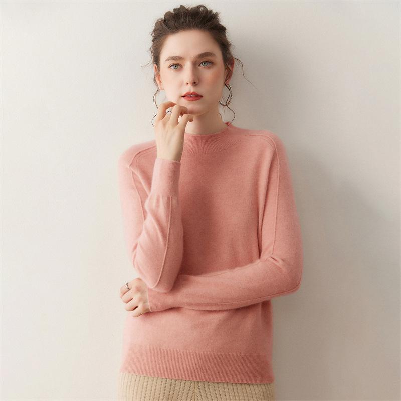 Lekasha Cashmere Brushed Knit Sweater - Half-High Neck Base Layer for Autumn/Winter
