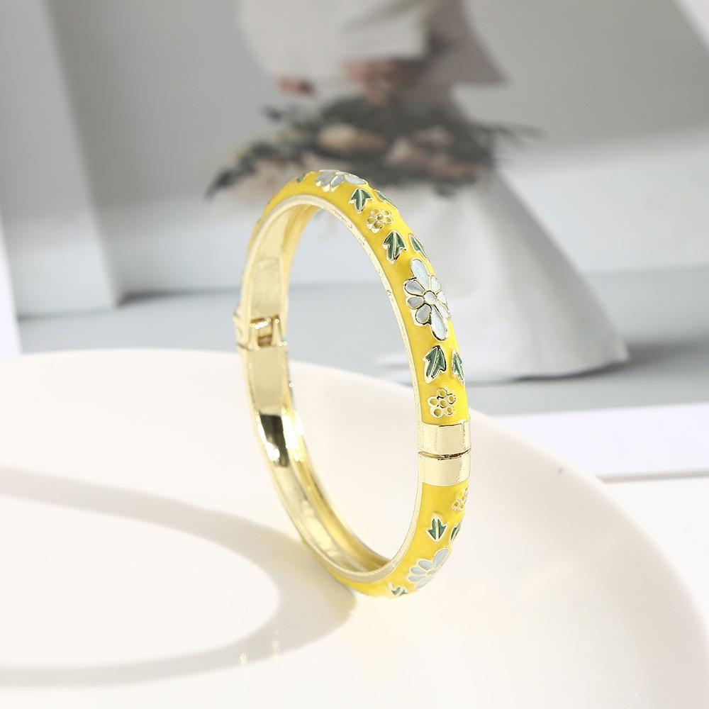 Zinc Zinc Alloy Material Enamel Bracelet Ethnic Floral Motifs Cloisonne Bracelet Gift Giving