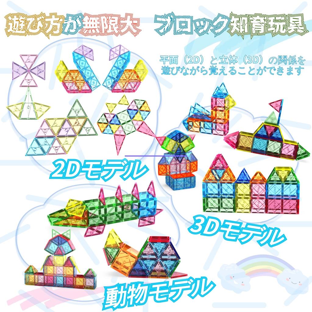 Магнитные блоки 88 шт. Прозрачный цвет Развивающая игрушка Магнитные блоки Конструктор Возраст Рождество Безопасный АБС Японская инструкция 7,5 см 3,
