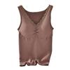 Winter Women Thermal Vest with Chest Pads Seamless Lace V Neck Fast