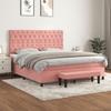 3138036 vidaXL Divan Bed with Mattress Pink 160x200 Cm Velvet