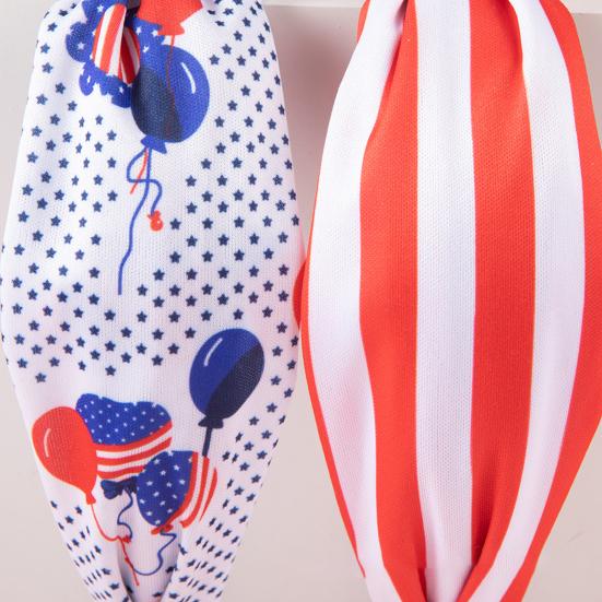 Повязка на голову с американским флагом для женщин и девочек, красная, белая, синяя, эластичная, с противоскользящим узлом, с дизайном, головной убор патриотический 4-й
