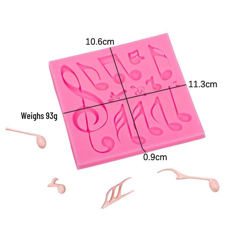 Music Theme Guitar & Notes Fondant Silicone Mold for Cake and Chocolate Decoration