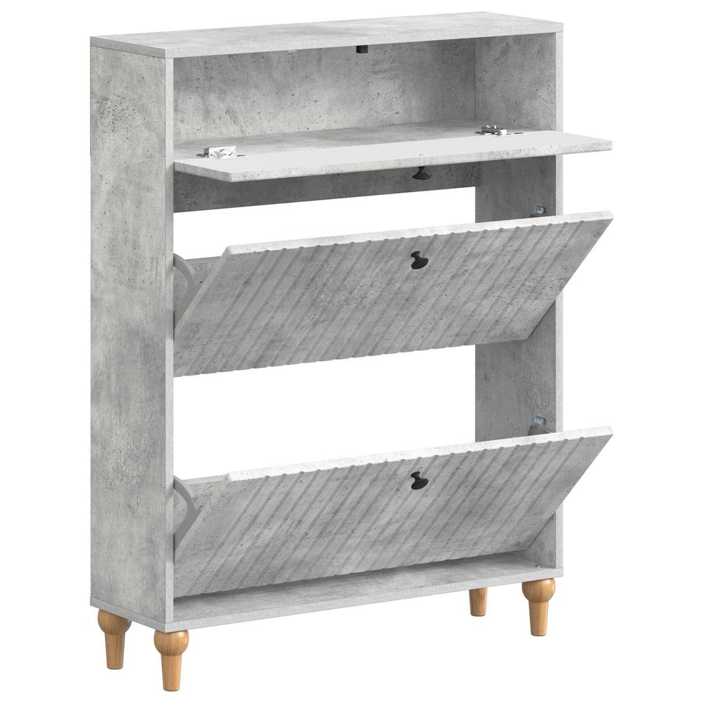 Shoe Cabinet ALKMAAR 78 x 24 x 103 cm Engineered Wood Concrete Grey