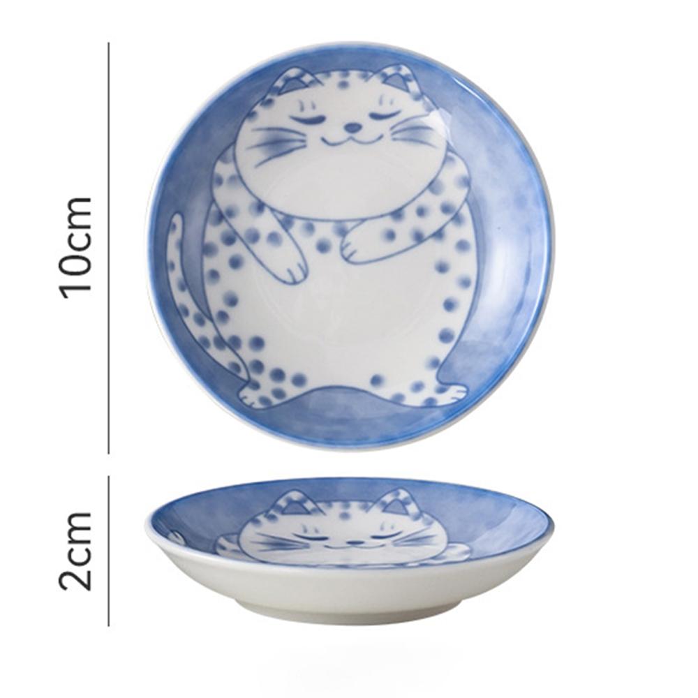 Милая кошачья тарелка для соевого соуса Керамические кошачьи миски Японские кошачьи тарелки Пиалы для соуса Тарелка для закусок Маленькие керамические блюдца Тарелки Тарелка для суши