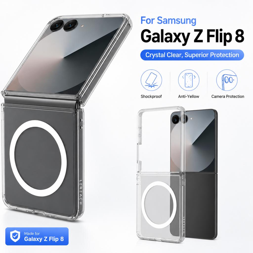 Magnetic For Samsung Galaxy Z Flip 8 7 Anti-Yellow PC Hard Back Cover TPU Frame CA1000