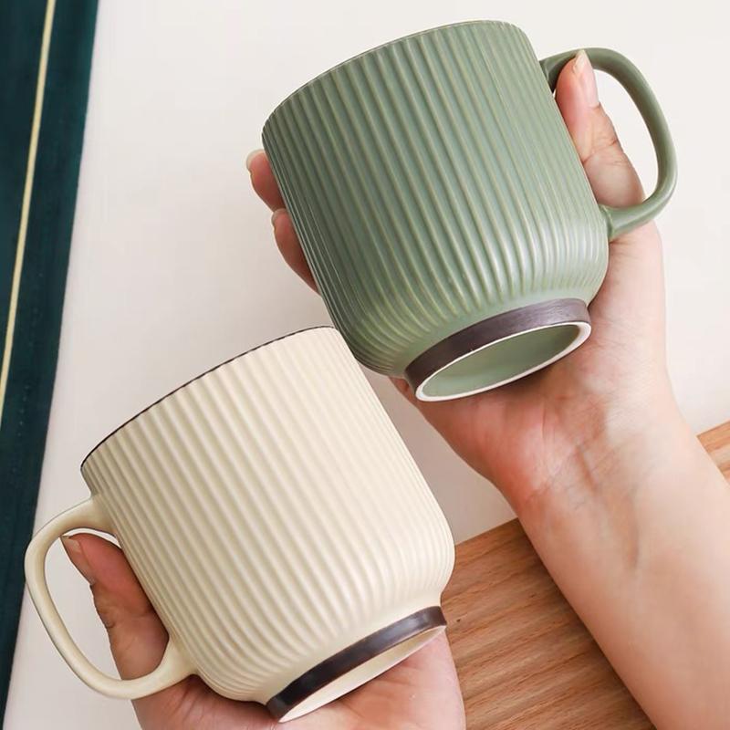 Vertical Stripe Nordic Style Mug Simple Ceramic Water Cup Coffee Cup Breakfast Cup Milk Cup Large Capacity