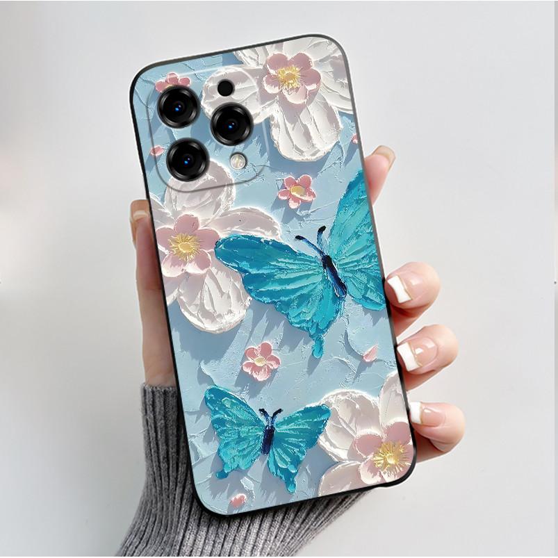 Печатный чехол для телефона DooGee N55/N55 Plus/N55 Pro Funda Capa Мягкий силикон Черный корпус Чехол Милый цветок Мультяшный корпус Coque