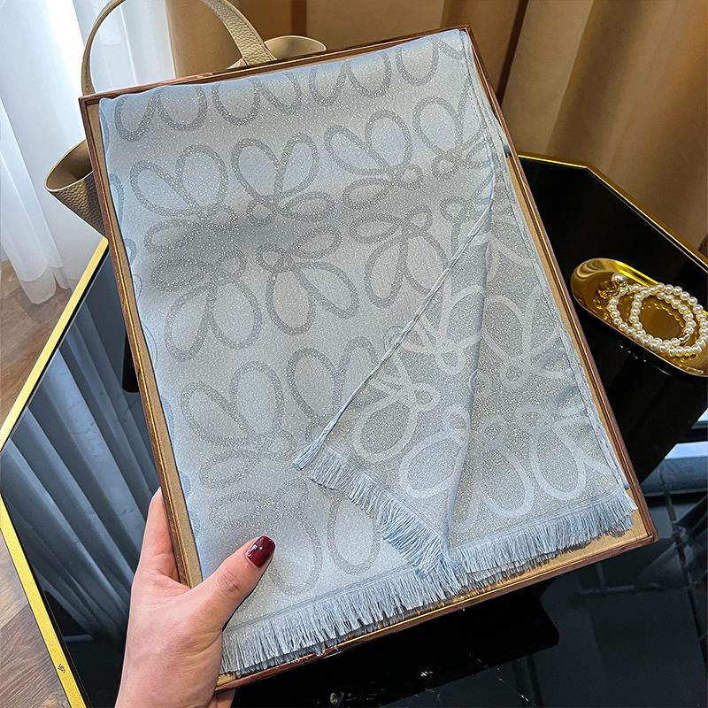 Double-Sided Commuting Warm Fashion Elegant Simple Atmosphere Tencel Cotton Scarf Shawl Cape Female Big Name Style