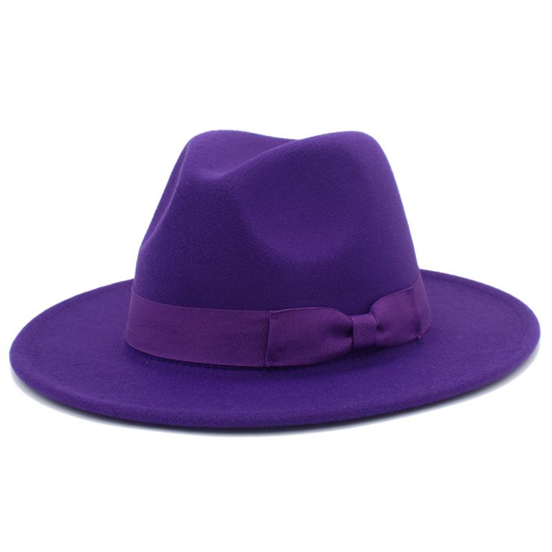 Федора с широкими полями в европейско-американском стиле с бантом: Модная унисекс джазовая шляпа