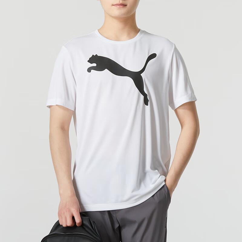 Puma Футболка с коротким рукавом и круглым вырезом, мужская, белая, с принтом логотипа 685638-02