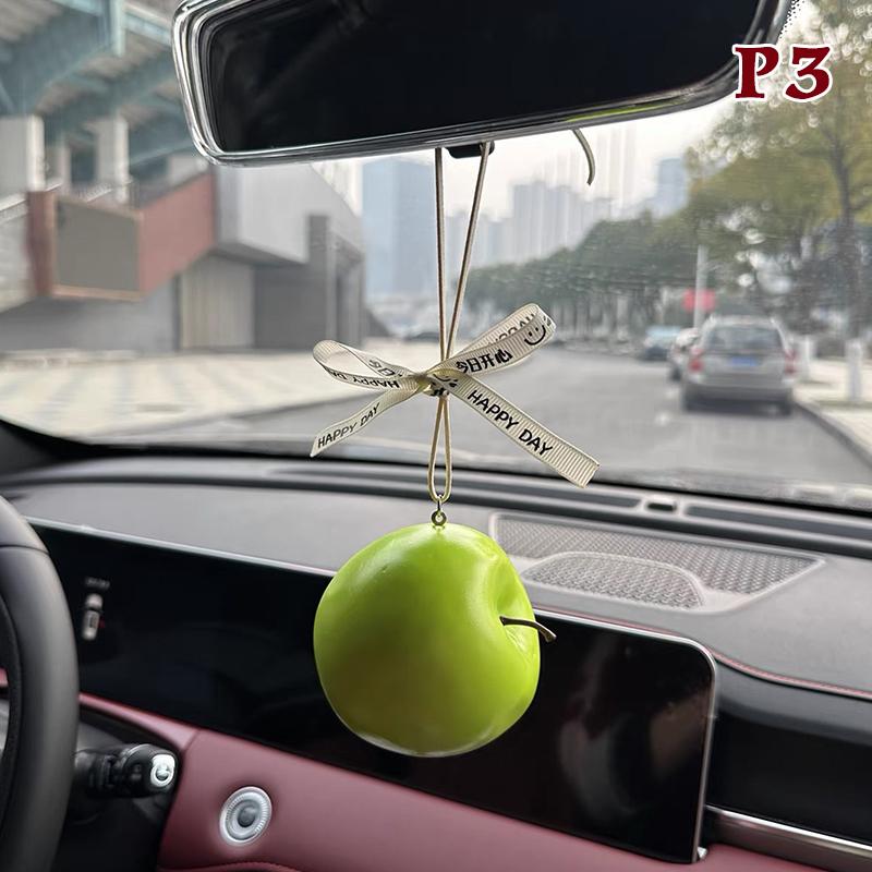 Simulated Fruit Car Ornament Cute Foam Fruit Decoration Persimmon, Orange, Peach Shapes Auto Interior Decor Accessories
