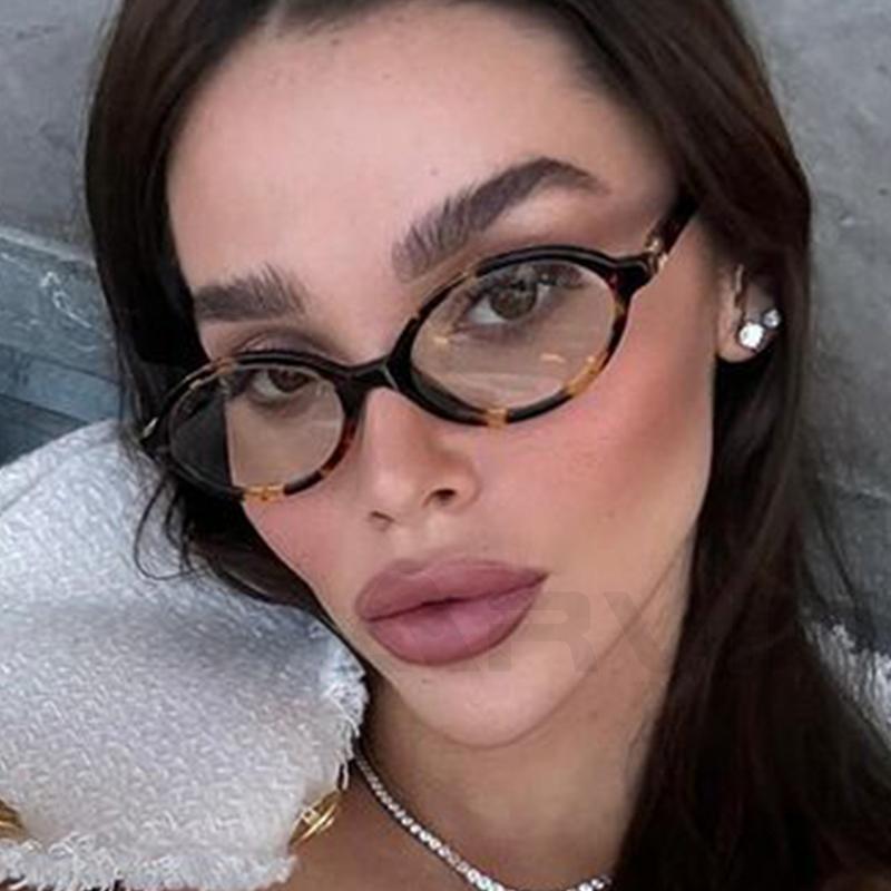 Очки с овальной ретро-оправой Y2K Женские леопардовые милые крутые солнцезащитные очки Модные очки для декора Чтение Компьютерные очки