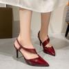 Baotou Sandals Stiletto High Heels Women's New Pointed Single Shoes with Skirts Workplace Work Shoes Roman Cool Slippers Women