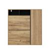 Shoe Cabinet with 2 Flaps & 1 Door – Narrow Shoe Tilt Cabinet, Open Compartments & Adjustable Shelves, Space-Saving, Wood Look/Black, 90x24x94 cm