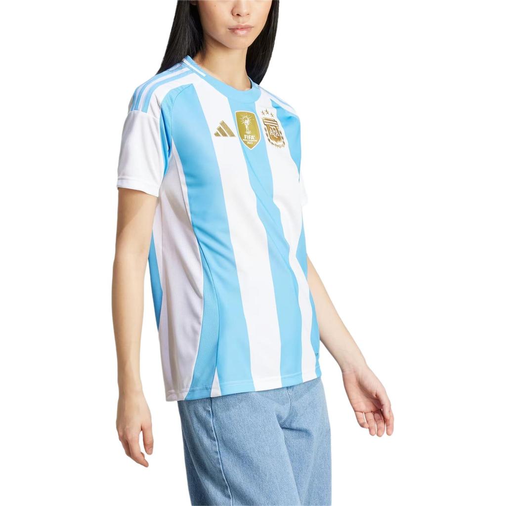 Adidas Аргентина 24 Домашняя футболка Полосатый колор-блок Принт Женские топы Синий Белый IP8386