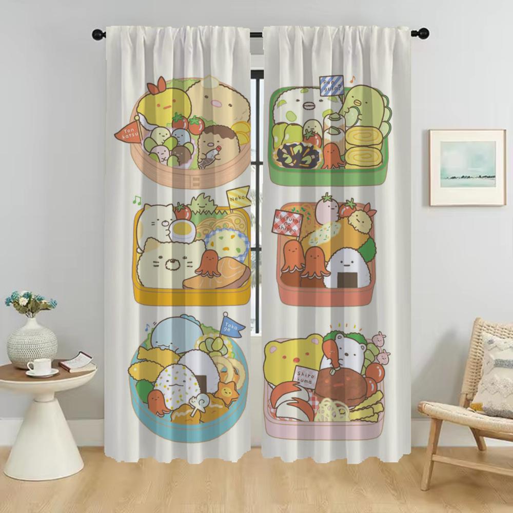 Затемняющая штора Sumikko Gurashi для комнаты, 2 панели, Тюль для штор в спальню, Детская комната, Домашний интерьер, Шторы, Жалюзи, Перегородка