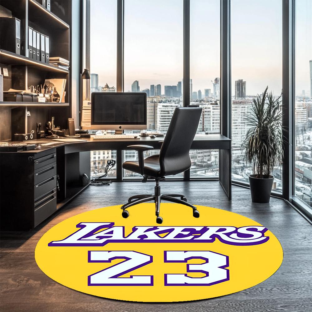 Lakers Printed Round Rug Carpet Chair Rug Area Rug Entryway Doormats,for Office Chair Living Room Bedroom Kitchen Room.