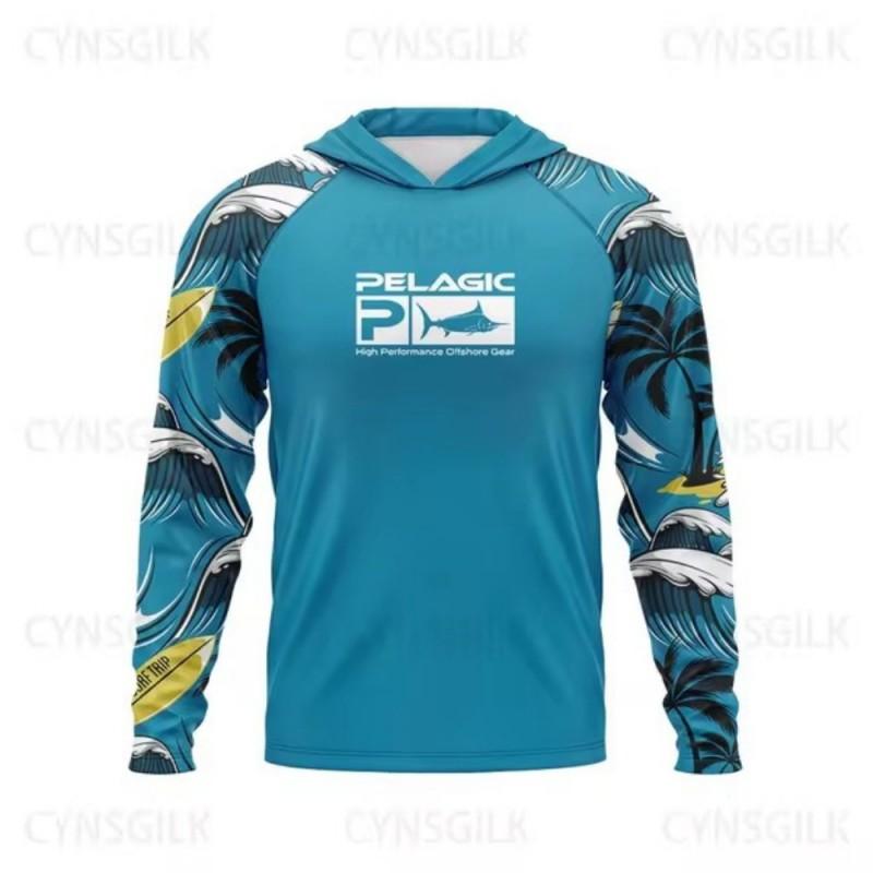 Mens Lightweight Hooded Fishing Shirt UPF 50 UV Protection Quick Dry Breathable Bass Outdoor