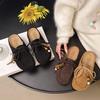 Kangaroo Bread~ Inner Height Increase Platform Casual Boken Slippers Women's 2025 Autumn New Kangaroo Shoes One Pedal