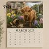 Sustainable Paper Daily Organizer 2027 Highland Cow Seasons Calendar, 12-Month Desk Planner with Cute Art, Yearly Plan for Professional Use Thick Home