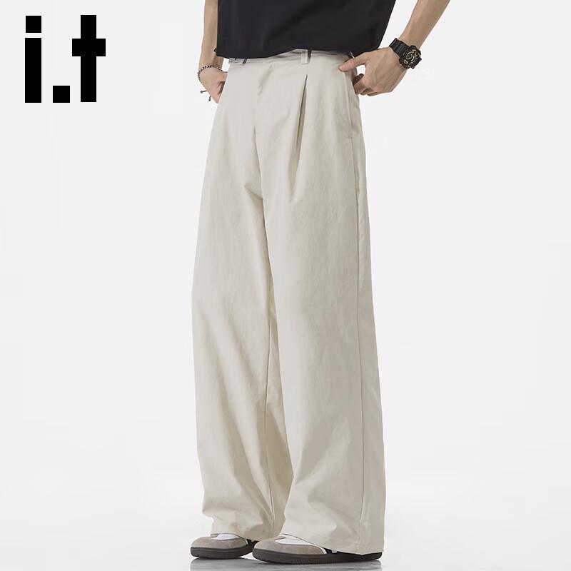 izzue it Men's American Retro Loose Straight Casual Trousers