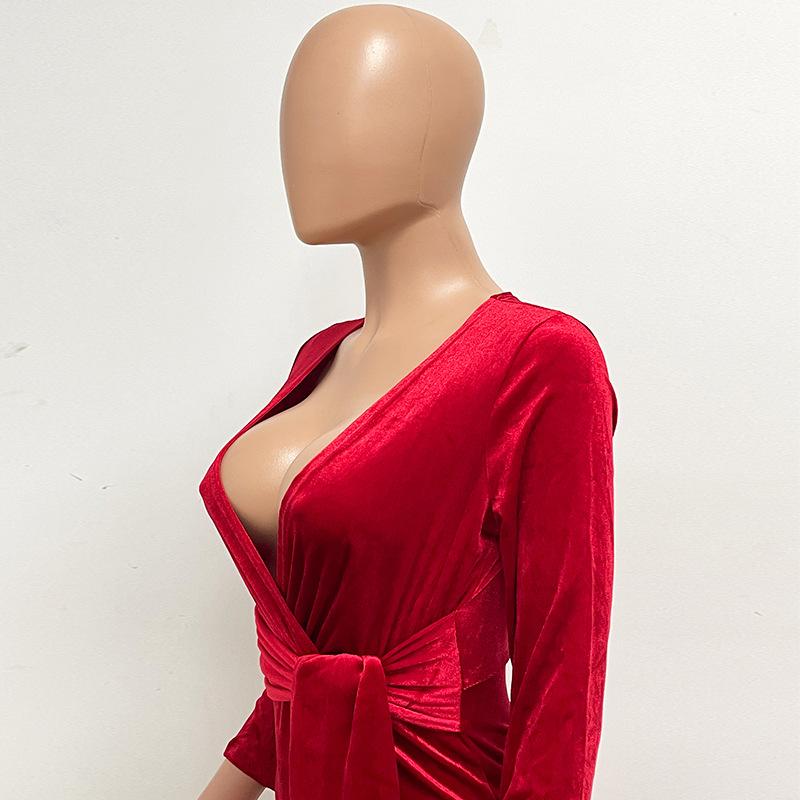 GMXIA Женский флисовый комбинезон с длинными рукавами и глубоким V-образным ремнем