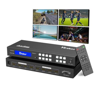 Матричный HDMI-коммутатор 4K HDMI Матричный коммутатор Разветвитель 4 входа 4 выхода Кнопка с подсветкой EDID RS232 Поддержка 4x4, 4K@30Hz HDCP, Управление,