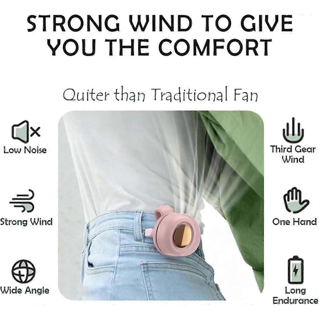 Portable Silent Mini Bladeless Fan Clip On, Mini Fan With Clip, 2025 New Adjustable 3-Speed Suspended Waist Fans, For Outdoor & Travel & Office