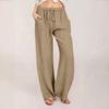 Women's Casual Straight Leg Pants Solid Color Casual Long Pants With Pockets
