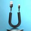 Витой кабель USB-USB C, выдвижной шнур автомобильного зарядного устройства для IPhone, Android, передача данных, пружинный дизайн, кабель для быстрой зарядки 5А
