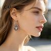 Artistic Bohemian Aesthetic Jewelry 1 Pair Women Retro Drop Earrings, Vintage Carved Faux Pearl Fashionable Alloy Earrings for Dresses Dangle
