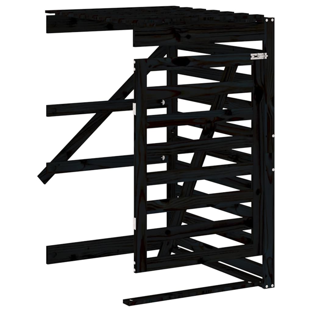 2 Ton Waste Bin Enclosure Black Solid Pine Wood