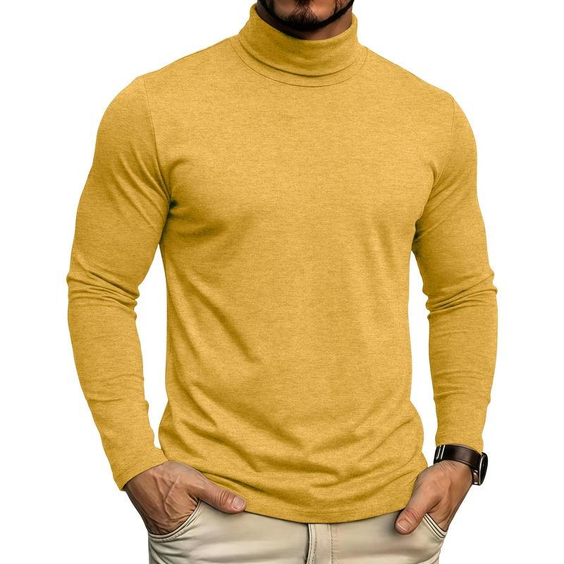 Men S Long Sleeve High Neck Basic T Shirt Casual Top