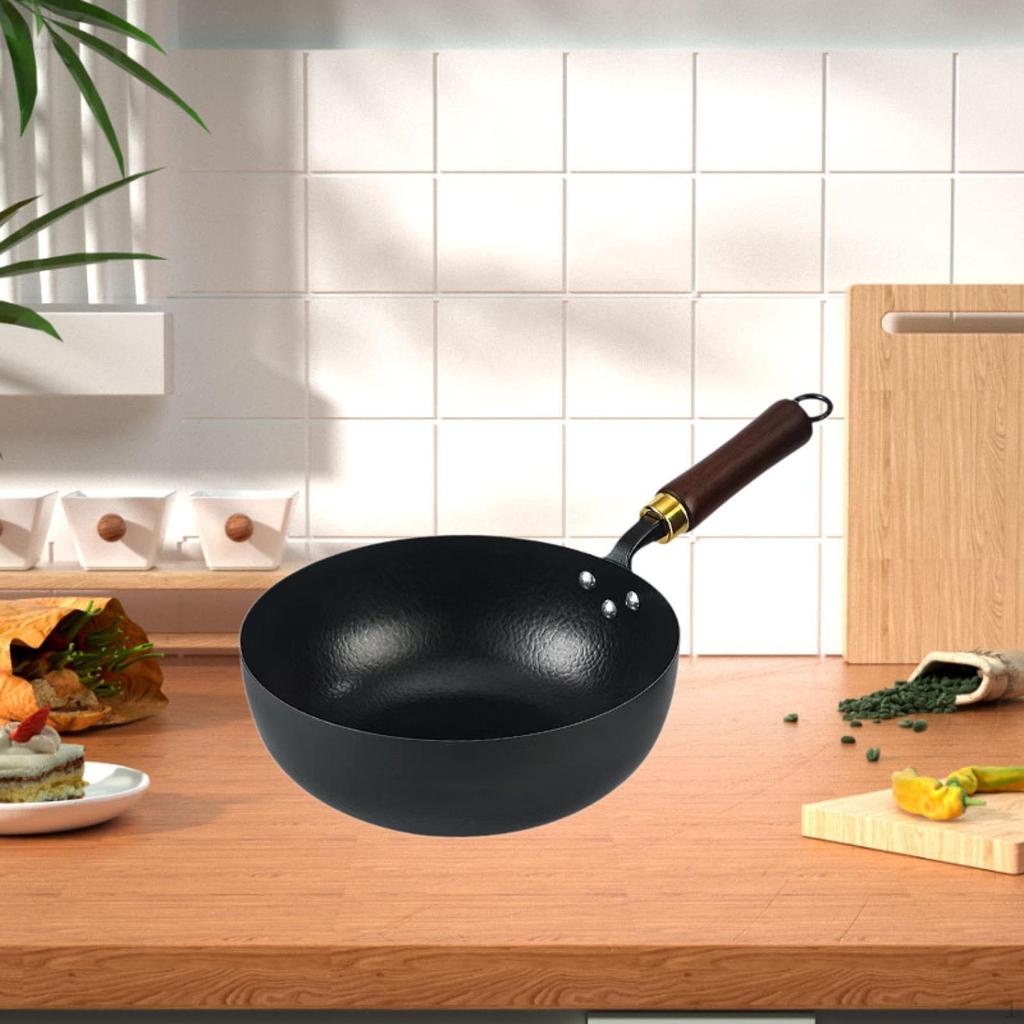 Газовый вок с кольцом для подвешивания и деревянной ручкой