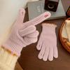 Зимние шерстяные вязаные перчатки без пальцев для женщин однотонные с сенсорным экраном теплые и ветрозащитные для велоспорта пальцы
