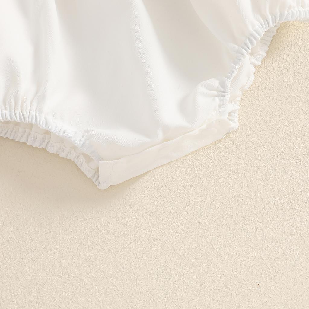 Детский пасхальный комбинезон для девочки с короткими рукавами-фонариками и вышивкой в виде кролика, присборенный комбинезон для новорожденного