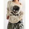 Cozy Skull Pattern Crew Neck Long Sleeve Pullover Sweater - Soft Micro Elasticity Polyester Fabric, Womens Clothing for Everyday Wear