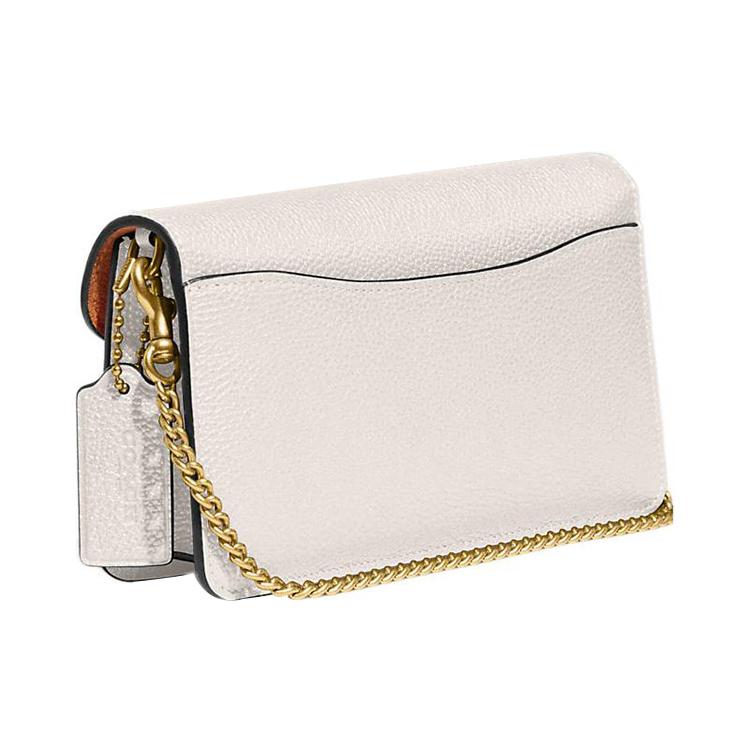 New COACH Chain Leather Shoulder Bag, Crossbody Bag, Clutch Trumpets Women's Chalk White CE772-B4HA